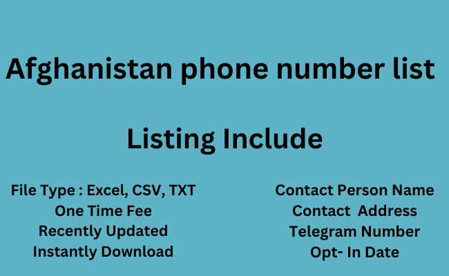 Afghanistan phone number list